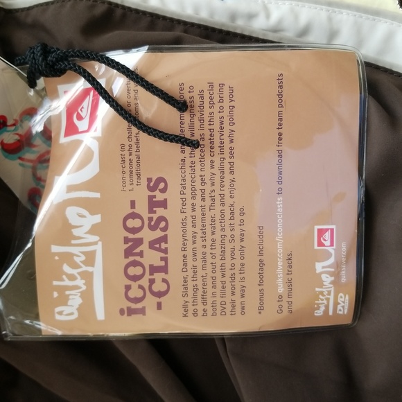 NWT QUICKSILVER brown beige yellow SWIM TRUNK Neofly men size 38 - Picture 17 of 17